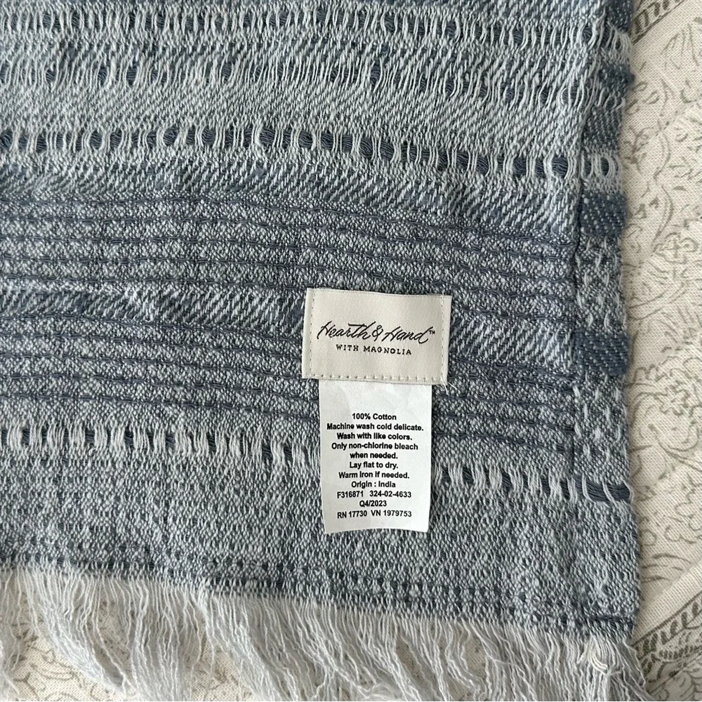 Hearth & Hand Magnolia Vintage Blue Textured Stripe Dobby Throw Blanket